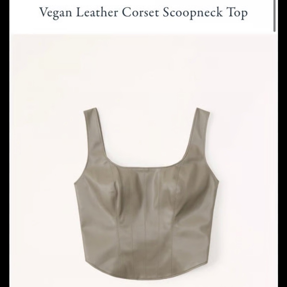 Women Abercrombie & Fitch A&F Vegan Leather Corset Scoop Neck Tank Green